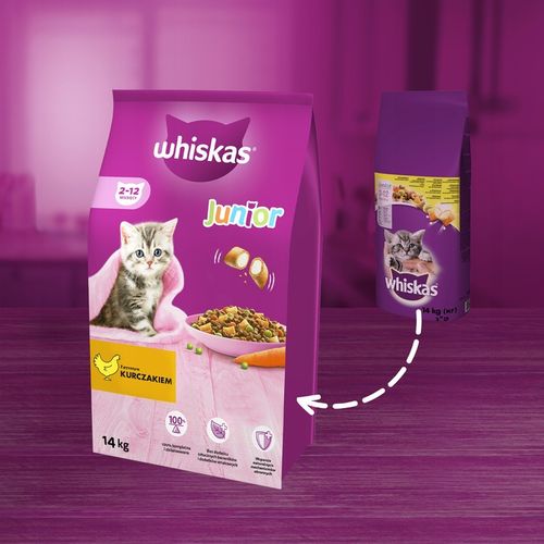 WHISKAS Junior sucha karma dla kociąt z kurczakiem 14 kg na Arena.pl