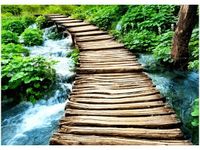 50X70CM MOSTEK STRUMYKIEM OBRAZ POKOJU DREWNINE