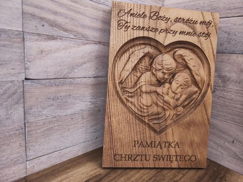 Pamiątka GRAWER Chrztu Świętego Anioł Stróż Prezent Chrzciny Obraz 30 cm na Arena.pl