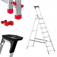 Drabina aluminiowa domowa 8 stopniowa składana półka BAULICH +GRATIS