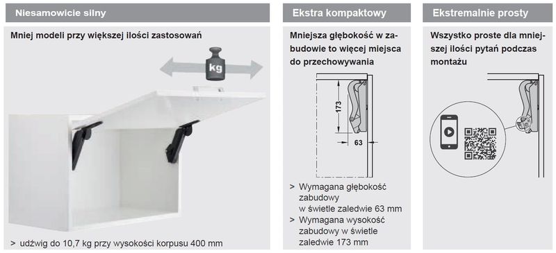 Podnośnik do szafek do klap górny Free Space Push 1.8 D, Antracyt zdjęcie 3
