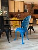 KRZESŁO Z OPARCIEM ŻELIWNE NIEBIESKIE