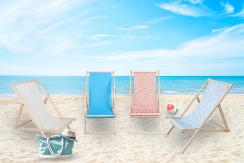 LEŻAK PLAŻOWY OGRODOWY KEMPINGOWY SKŁADANY DREWNIANY FEZ NIEBIESKI na Arena.pl