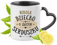 Kubek Czarny Z Uszkiem W Kształcie Serca Dla Nikoli Idealny Na Prezent