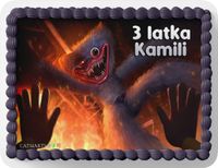 PROSTOKĄTNY OPŁATEK NA TORT A4 20x29CM - HUGGY WUGGY GRA + IMIĘ