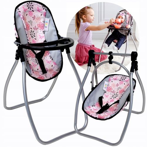 Wózek dla lalek 3w1 ŁÓŻECZKO KRZESEŁKO POŚCIEL TORBA PRZEWIJAK ZESTAW XXL na Arena.pl