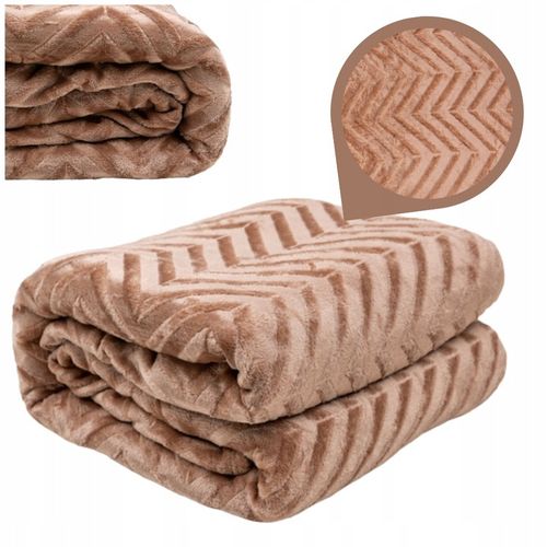 CIEPŁY KOC OZDOBNY NARZUTA NA ŁÓŻKO PREZENT PLED 200X220 CM BRĄZOWY WZÓR na Arena.pl