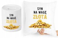 Dla Syna Zestaw Poduszka + Skarbonka Prezent Z Nadrukiem Ze Zdjęciem