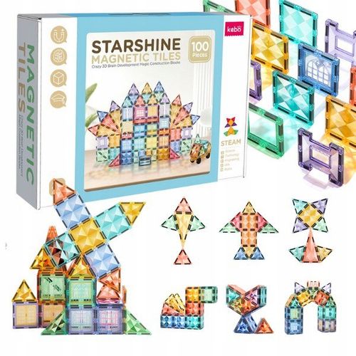 Klocki magnetyczne dla dzieci duże edukacyjne zestaw konstrukcyjny 100 el na Arena.pl