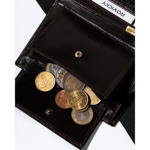 klasyczny portfel męski z rfid w brązowym kolorze - rovicky na Arena.pl