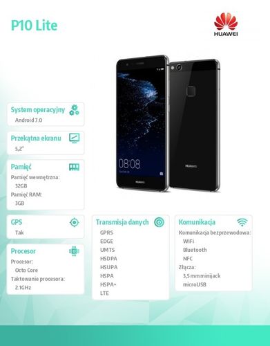Huawei P10 Lite Dual SIM Czarny na Arena.pl