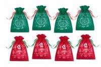 WOREK PREZENTY MIKOŁAJA świąteczny święta CZERWONY ZIELONY torebki 8szt