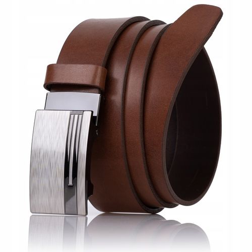 Pasek SKÓRZANY męski Klamra automat BRĄZOWY spodni na Arena.pl