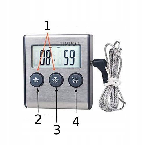 TERMOMETR DO WĘDZARNI Pieczenia GRILLA SONDA TIMER na Arena.pl