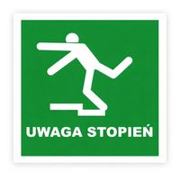 Naklejka informacyjna UWAGA STOPIEŃ ostrzegawcza 10cm BHP