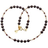 Naszyjnik z Granatem, Kryształem Górskim i Hematytem – srebro złocone 925