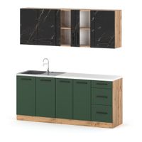 Kuchnia Rest Mała Modułowa Blat 2.0m Wotan San Sebastian Butelkowa Zieleń