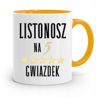 Kubek Żółty Dla Listonosza Na 5 Gwiazdek Prezent Z Nadrukiem Ze Zdjęciem