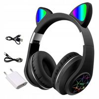 A - SŁUCHAWKI BEZP BEZPRZEWODOWE SŁUCHAWKI USZY KOTA KOCIE LED RGB