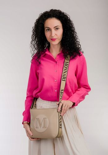 MONNARI Torebka na ramię LISTONOSZKA Pojemna PASEK LOGO PREMIUM Beżowa na Arena.pl