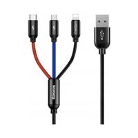 Kabel USB Baseus 3w1 USB-C / Lightning / Micro 3,5A 0,3m (czarny)