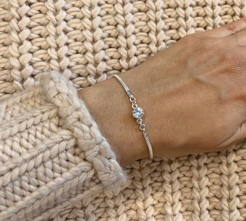 SREBRNA BRANSOLETKA DAMSKA CYRKONIA NA RĘKĘ REGULOWANA DLA NIEJ + GRAWER na Arena.pl