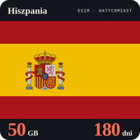 Karta eSIM Internet Hiszpania 50 GB na 180 dni - bez rejestracji