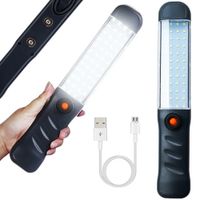 Mocna latarka warsztatowa lampa 48 led cob usb hak magnes akumulatorowa — Czarny