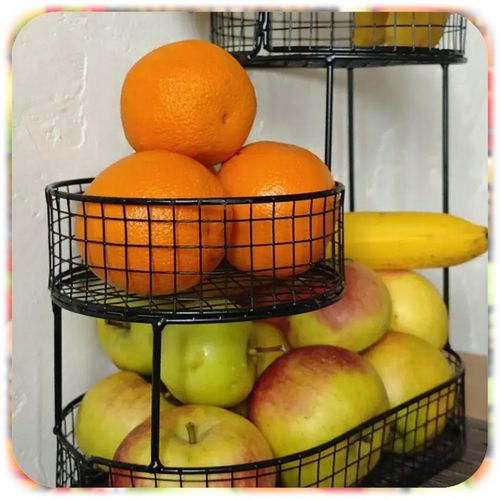 KOSZ NA OWOCE WARZYWA 3 POZIOMOWY METALOWY CZARNY KOSZYK STOJAK na Arena.pl