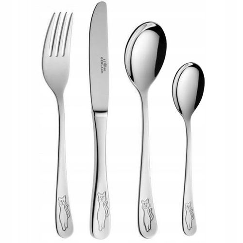 GERLACH SZTUĆCE DZIECI DZIECIĘCE KOMPLET 4EL KOTKI STAL NIERDZEWNA BON TON na Arena.pl