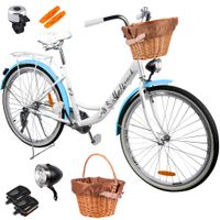 Rower Miejski Damski 26" Światła Rama Stalowa 17" Koła 26" Bagażnik Dzwonek