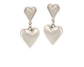 kolczyki pękate serduszka, wiszące na mniejszych serduszkach (p24/wio/32ag)