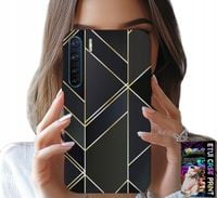 ETUI DO OPPO A91 - ZŁOTE RAMKI, ELEGANCKIE WZORY + SZKŁO