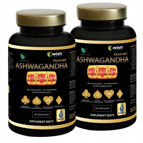 MOCNA ASHWAGANDHA 777 9% WITANOLIDÓW Żeń-Szeń Adaptogen Stres Pamięć 180 ka na Arena.pl