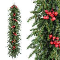 Girlanda Świąteczna 100% PE ŚWIERK NATURA z JARZĘBINĄ 110 cm na balustradę