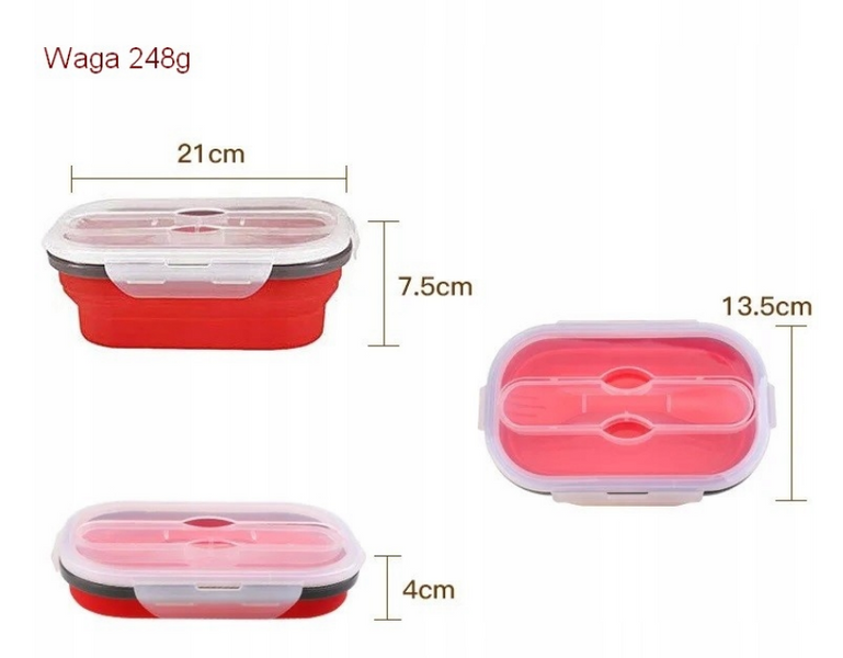 Pojemnik silikonowy na śniadanie śniadaniówka na żywność 1000ml LUNCH zdjęcie 6