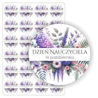 NAKLEJKI etykietki samoprzylepne DZIEŃ NAUCZYCIELA szkoły 24 szt. 5 cm