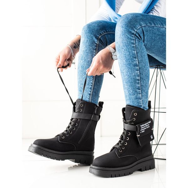 Czarne traperki z kieszonką r.37 zdjęcie 2