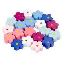 Drewniane koraliki KWIAT kwiatek 15mm mix 20szt.