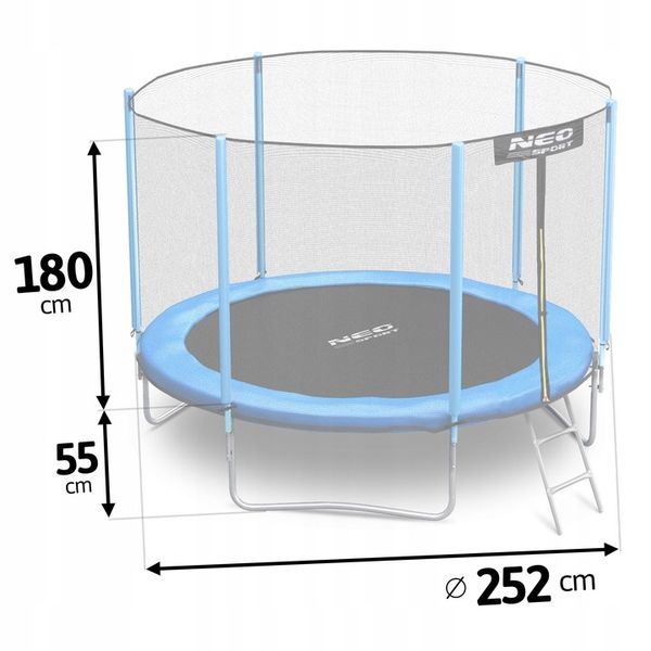 TRAMPOLINA OGRODOWA 252cm 8ft NEOSPORT model 2024 zdjęcie 14