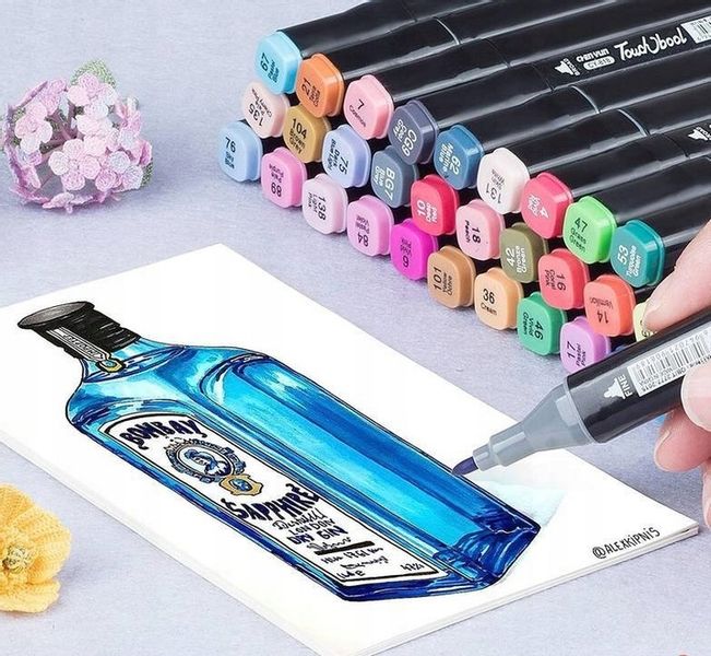 MARKERY FLAMASTRY PISAKI ALKOHOLOWE DWUSTRONNE PRO ZESTAW 80x 80SZT + TORBA zdjęcie 8