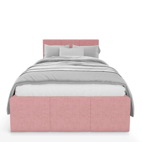 ŁÓŻKO POJEDYNCZE 90x200cm ŁÓŻKO TAPICEROWANE Z POJEMNIKIEM RÓŻOWE na Arena.pl