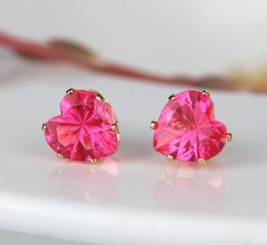 Kolczyki - serca - różowe na Arena.pl