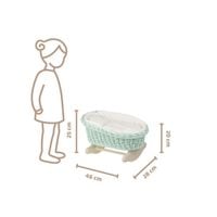 Bujane miętowe ŁÓŻECZKO KOŁYSKA Z WIKLINY DLA LALEK Z POŚCIELĄ 46X28 H 20/25 CM
