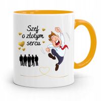 Kubek Żółty Prezent Dla Szefa O Złotym Sercu Z Nadrukiem Ze Zdjęciem