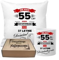 ZESTAW PODUSZKA I KUBEK ORYGINALNY PREZENT 55 LAT NA URODZINY