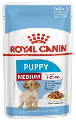 Karma w sosie opracowana dla szczeniąt psów ras średnich - Royal Canin 140g na Arena.pl