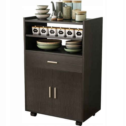 WÓZEK KUCHENNY SZAFKA REGAŁ MOBILNY SKANDYNAWSKI CZARNY NA KÓŁKACH PÓŁKA na Arena.pl