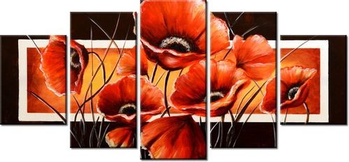 70CM 150CM OBRAZ 5 ELEM MOC MAKÓW ŚCIENNY na Arena.pl