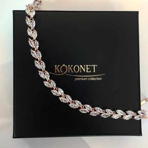 Bransoletka ROSE GOLD złoto Piękna ślubna LISTKI DELIKATNA 8-0090 na Arena.pl